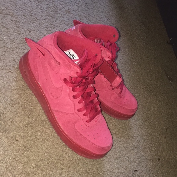 All Red Hightop Nike Air Forces - Picture 1 of 4